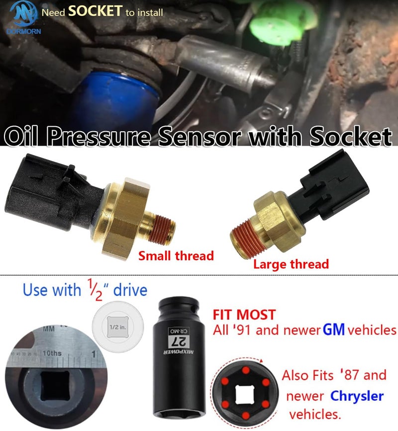 ADdormorn 5149064AA Oil Pressure Switch Sensor Sender Unit for Jeep Chrysler Dodge Cherokee Ram 926-188 Mop, 5149062AB Oil Sensor Ram 1500 2500 3500 - Image 2